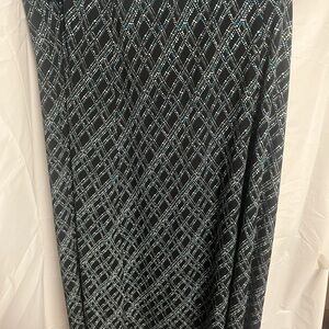 Nine & Co. Black and Blue Geometric Midi Skirt